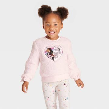 Toddler Girls' Afro Unicorn Solid Pullover Sweatshirt - Pink