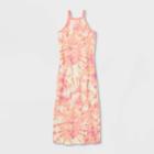 Girls' High Neck Midi Dress - Art Class Pink Tie-dye