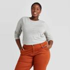 Women's Plus Size Long Sleeve Shirt - Ava & Viv Heather Gray