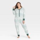 Hearth & Hand With Magnolia Women's Plus Reindeer Good Tidings Union Suit Green/cream - Hearth & Hand With