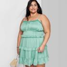 Women's Sleeveless Tiered Chiffon Fit & Flare Skater Dress - Wild Fable Aqua Green