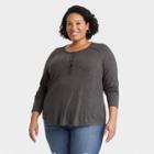 Women's Plus Size Long Sleeve Henley T-shirt - Knox Rose Heather Gray
