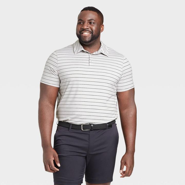 Men's Striped Golf Polo Shirt - All In Motion Silver S, Men's,