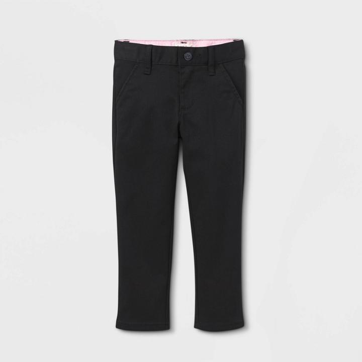 Toddler Girls' Skinny Slim Fit Uniform Chino Pants - Cat & Jack Black