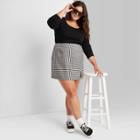 Women's Plus Size Long Sleeve Round Neck Lace Trim T-shirt - Wild Fable Black