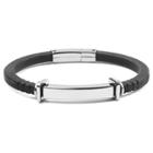 Men's West Coast Jewelry Stainless Steel And Black Rubber Id Bracelet, Black/silver