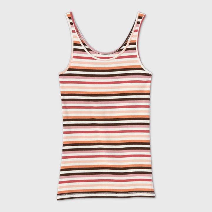 Women's Striped Slim Fit Any Day Tank Top - A New Day Purple/red