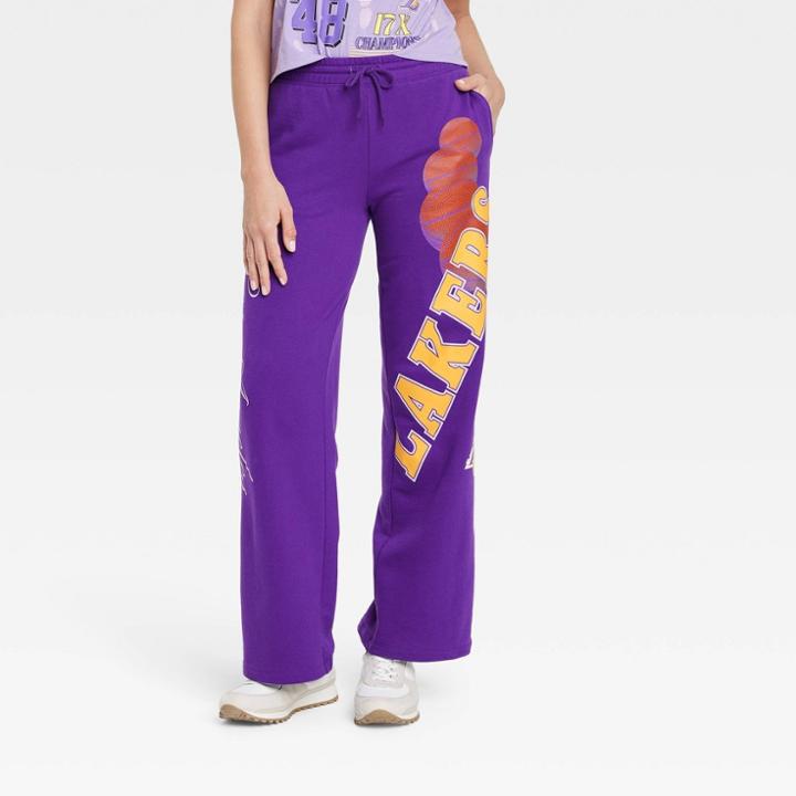 Women's La Lakers Nba Wide Leg Graphic Pants - Purple