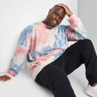 Men's Big & Tall Tie-dye Regular Fit Crewneck Pullover Sweatshirt - Original Use Pink