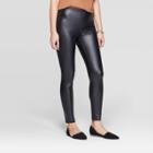 Women's Slim Fit Mid-rise Leather Leggings - A New Day Black