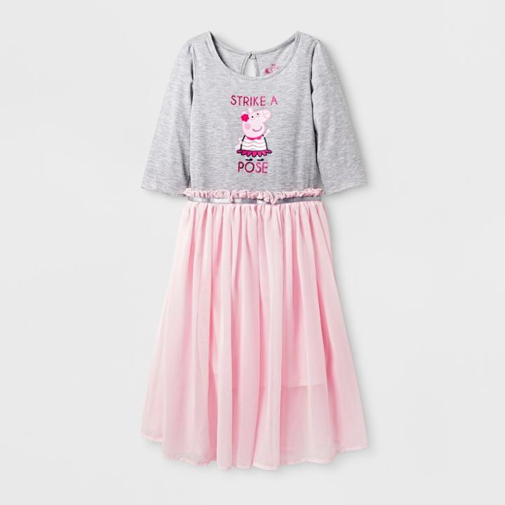 Girls' Peppa Pig Skater Dress - Gray