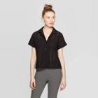 Women's Eyelet Short Sleeve Button-down Shirt - Who What Wear White