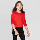 Girls' Crewneck Long Sleeve T-shirt - Cat & Jack Red