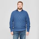 Men's Tall Long Sleeve Cable Crew Pullover Sweater - Goodfellow & Co Riviera Blue