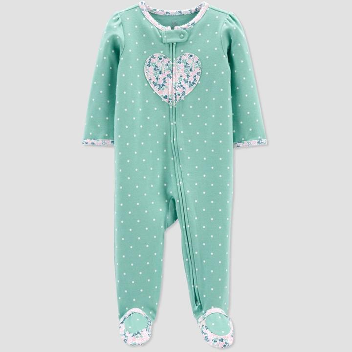 Baby Girls' Heart Sleep N' Play - Just One You Made By Carter's Mint Newborn, Green