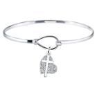 Target Silver Plated Bracelet With Pave Crystal Heart And Cross Charms, Women's