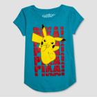 Girls' Pokemon Pikachu Happy Short Sleeve T-shirt - Blue
