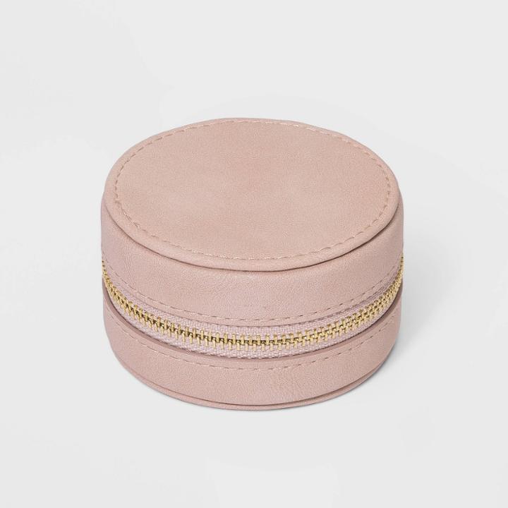 Mini Round Earring Strap Zippered Case - A New Day Pink