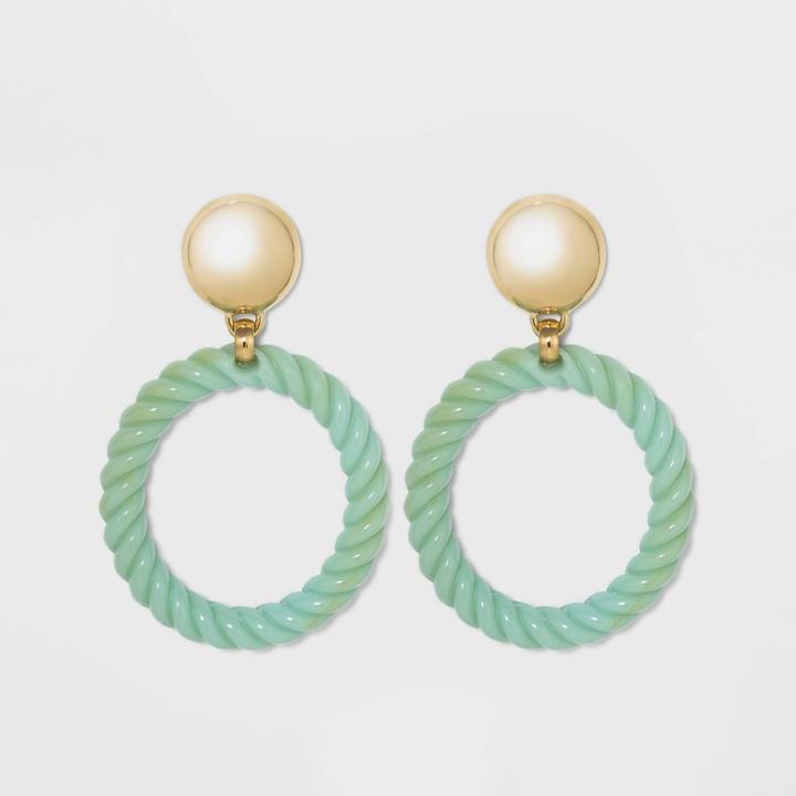 Sugarfix By Baublebar Braided Hoop Earrings With Gold Stud - Jade, Women's, Green
