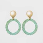 Sugarfix By Baublebar Braided Hoop Earrings With Gold Stud - Jade, Women's, Green