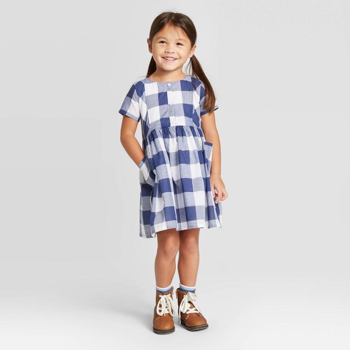 Oshkosh B'gosh Toddler Girls' Gingham Dress - Blue/white 12m, Toddler Girl's, White Blue