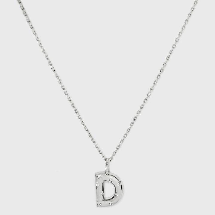 Silver Plated Cubic Zirconia 'd' Pendant Necklace - A New Day