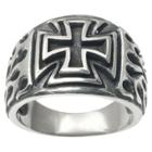 Journee Collection Men's Daxx Stainless Steel Cross Ring -