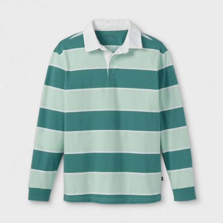 Boys' Rugby Striped Woven Long Sleeve Shirt - Art Class