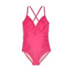 Maternity Flounce Neckline One Piece Swimsuit - Isabel Maternity By Ingrid & Isabel Pink