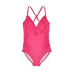 Maternity Flounce Neckline One Piece Swimsuit - Isabel Maternity By Ingrid & Isabel Pink