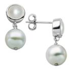 Target Sterling Silver Genuine White Pearl And Genuine Bezel Set White Pearl Post Earrings, Girl's,