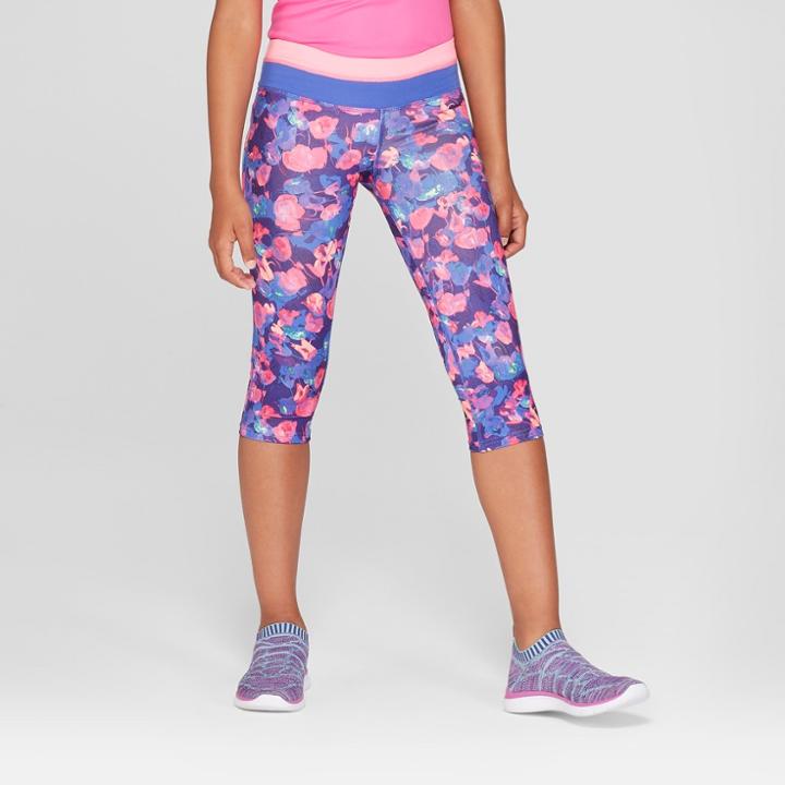Girls' Printed Performance Capri Leggings - C9 Champion Tulips Multi