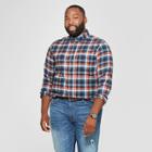 Men's Tall Plaid Standard Fit Long Sleeve Pocket Flannel Button-down Shirt - Goodfellow & Co Underseas Teal