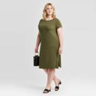 Women's Plus Size Short Sleeve T-shirt Dress - Ava & Viv Olive Green X, Women's, Green Green