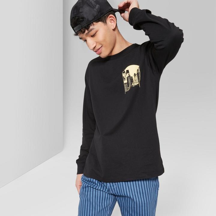 Men's Long Sleeve Free Mind Crew Graphic T-shirt - Original Use Black