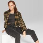 Women's Camo Print Full Zip Faux Fur Jacket - Wild Fable Green