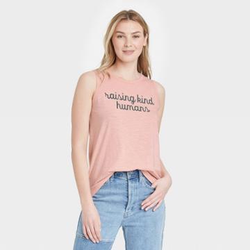 Grayson Threads Women's Mother's Day Raising Kind Humans Graphic Tank Top - Rose