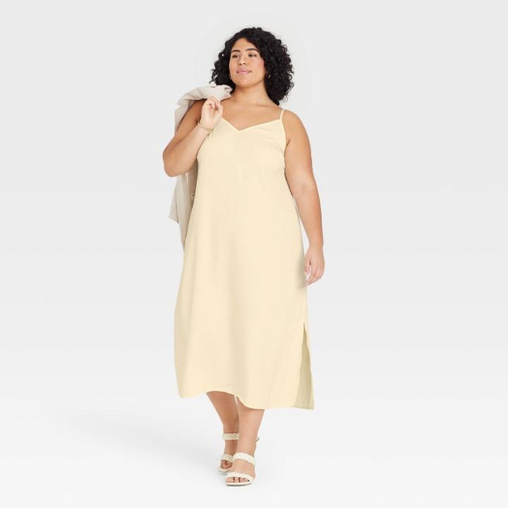 Women's Plus Size Slip Dress - A New Day Light Yellow
