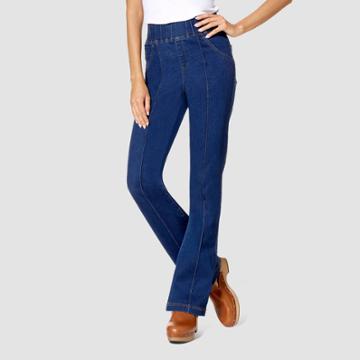 Hue Studio Women's Mid-rise Bootcut Denim Leggings - Dark Rinse
