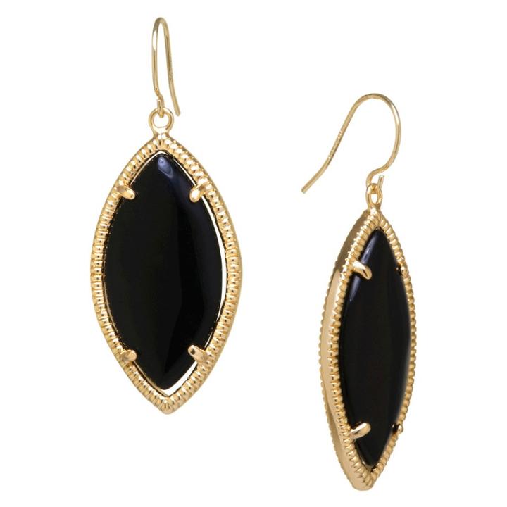 Distributed By Target Gold Plated Black Drop Earrings - Gold/black, Size: L:
