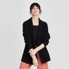 Women's Long Sleeve Chenille Open Layer Sweater Cardigan - A New Day Black