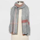 Women's Striped Woven Pleated Oblong Scarf - A New Day Gray One Size, Women's