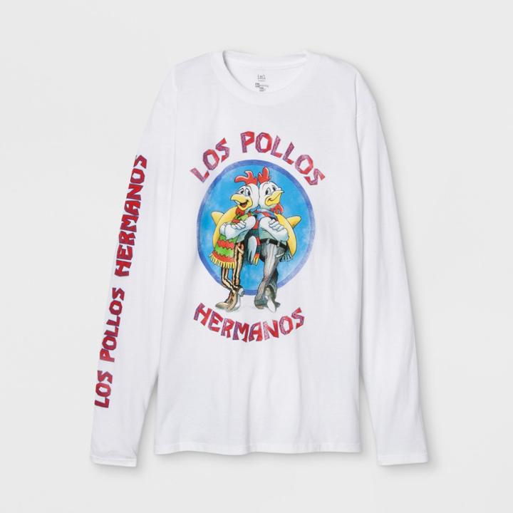 Men's Long Sleeve Breaking Bad Crew Pullover T-shirt - White