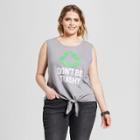 Women's Plus Size Don't Be Trashy Tie Front Graphic Tank Top - Modern Lux (juniors') Heather Gray