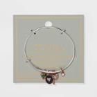 No Brand Stainless Steel Mom Bangle With Abalone And Cubic Zirconia Charms - Rose Gold