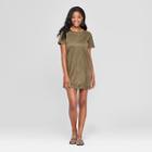 Women's Short Sleeve Suede Shift Dress - Soul Cake (juniors') Olive (green)
