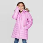 Girls' Solid Long Puffer Jacket - Cat & Jack Violet