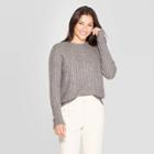 Women's Long Sleeve Crewneck Rib-knit Pullover Sweater - A New Day Gray