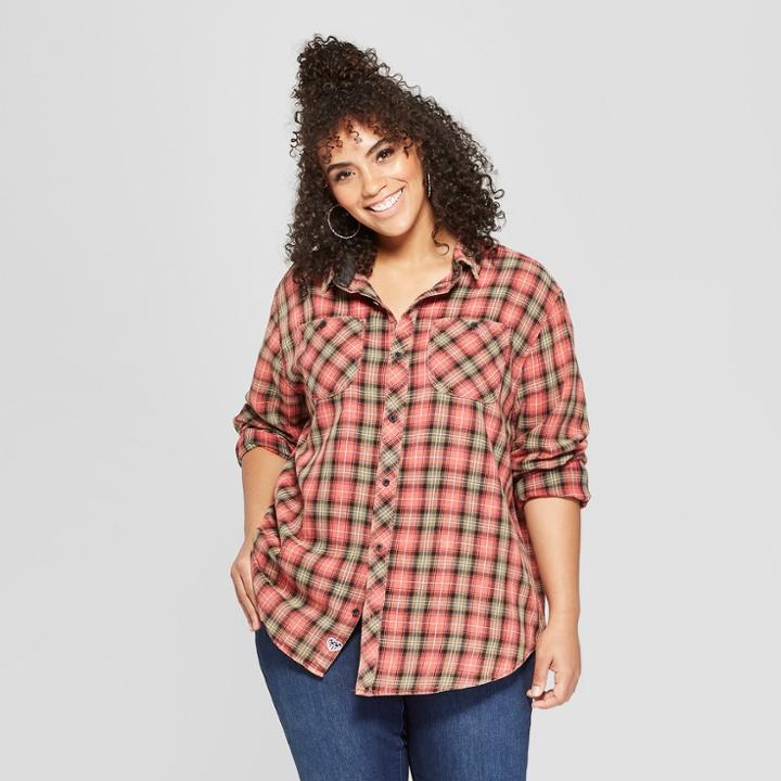 Junk Food Women's Plus Size Long Sleeve Button-down Flannel