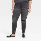 Women's Plus Size Mid-rise Skinny Jeans - Ava & Viv Charcoal Gray